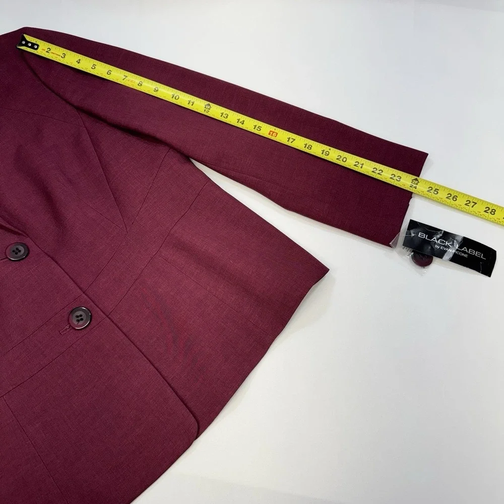 NEW Black Label Evan Picone Womens Sz 16 Burgundy Blazer Button Lined Preppy $72